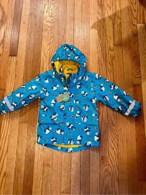 Frugi Puddle Buster Waterproof Kids' Coat - Panda Play, Size 5-6 years, NWT